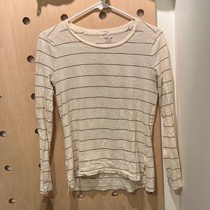 Madewell long sleeve cream and tan striped shirt